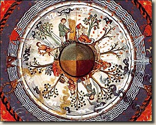 Иллюстрация из «Латинского кодекса», XII века, изображающая шарообразную Землю