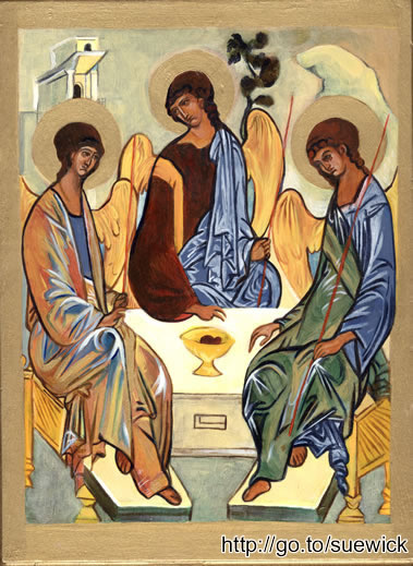 Holy Trinity - original oil on wood, copy of Russian icon